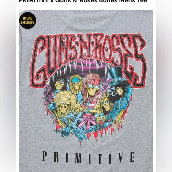 PRIMITIVE x Guns N' Roses Bones Mens Tee - Picture 4 of 4
